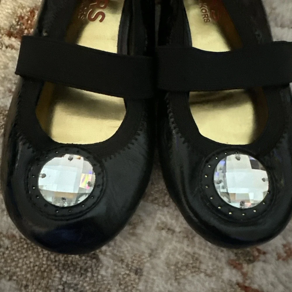 Michael Kors Rover Lux Ballet Shoes Youth Size 10 Black with jewel and gem